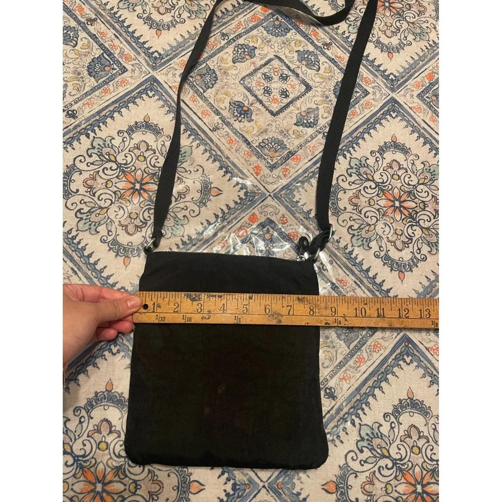 Kipling Black Nylon Crossbody Bag Slim Messenger Travel Shoulder Bag